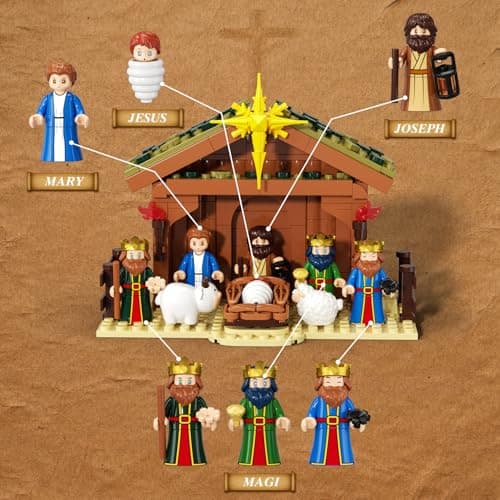 SHAREHB Jesus Building Block Set, Easter Nativity Building Kit, 252PCS Bible Story Jesus Figures Toys(Includes 6 Character Models), Gifts for Easter for Adults & Kids Boys Girls 6-12+ - Thumbnail 3