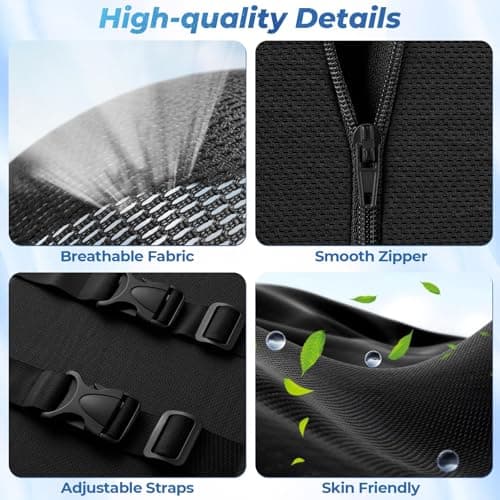 DailyCuddles Lumbar Support Pillow for Office Chair Back Support - Memory Foam Lumbar Pillow for Car or Gaming Chair, Ergonomic Back Cushion with Adjustable Strap for Long-Hour Sitting (Black) - Thumbnail 4