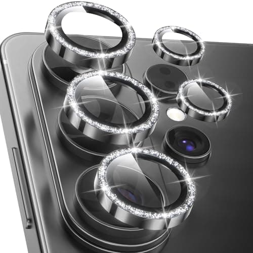 YWXTW Camera Lens Protector for Samsung Galaxy S26 Ultra, [5X Stronger] Glitter Bling Individual Metal Ring Tempered Glass Camera Cover for Galaxy S26 Ultra Accessories, 1 Set