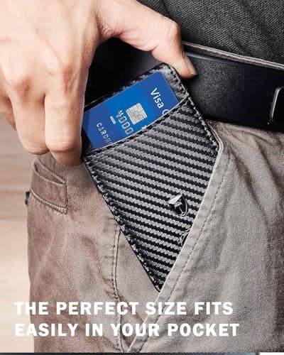 Tipmile Money Clip Wallet for Men RFID Blocking Minimalist Slim Bifold Front Pocket Wallet, Black Carbon Fiber - Thumbnail 5