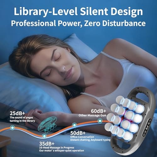 Binxalin 16 Head Massage Gun Deep Tissue, Percussion Massager for Muscle Relief, 9 Speeds & 9 Intensities Muscle Massage Gun for Shoulders, Waist, Legs, Athletes & Office Staff - Thumbnail 5