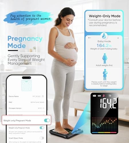 Digital Scales for Body Weight, 8-Electrode Smart Bathroom Weight Scale with BMI, BMR, Body Fat, Muscle Mass, Body Composition Analysis with VA Color Screen and Retractable Handle 400lbs - Thumbnail 5