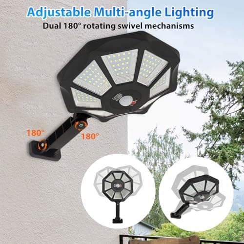 Solar Street Lights Outdoor Waterproof，IP65 Outdoor Solar Lights Dusk to Dawn，168 LED Flood Motion Sensor for Parks Courtyards, 2 Pack - Thumbnail 3