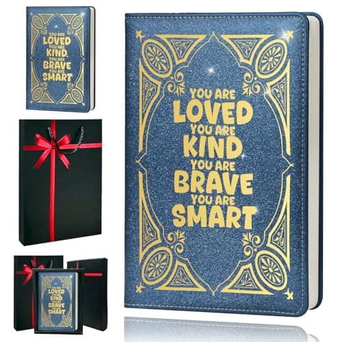 QDWXDEL Journal For Women,A5 Hardcover Leather Journal - 200 Pages Premium Paper Notebook, Journal Notebook for School, Work (You Are Loved Blue) - Image 1