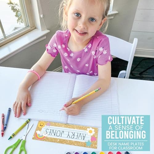 Hadley Designs Desk Name Tags for Classroom - 36 Student Desk Name Plates for Classroom Decor, 9x3 Pastel Nametags Cubby Labels Teacher Supplies, 1st 2nd 3rd Grade Kindergarten Preschool Must Haves - Thumbnail 4