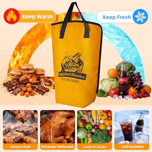 DXOKNQG BBQ Meat Blanket - 5-Layer Insulated Food Bag for Keeping Grilled Meat Warm, Juicy & Tender, Large Capacity Portable Tote for Outdoor BBQ, Picnics, Parties (Yellow) - Thumbnail 5