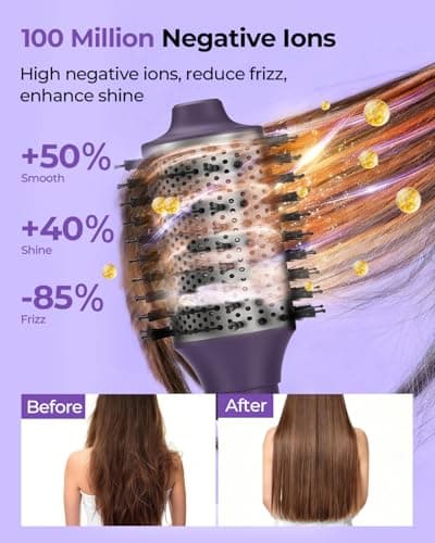 6-in-1 Hair Dryer Blow Brush with Premium Aluminum Body –Negative Ionic Hot Air Multi-Styler with Auto-Wrap Curlers, 110,000 RPM Brushless Motor, Volumizing Straightening Styling, No Heat Damage - Thumbnail 4