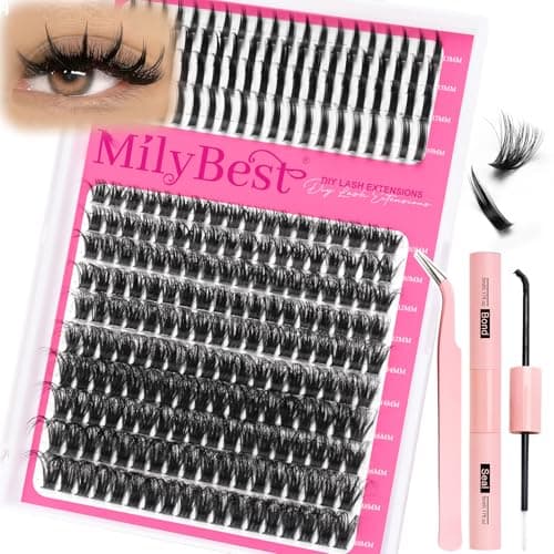 Manga Lash Clusters Kit 80D Eyelash Clusters with DIY Spikes 13-19MM Spiky Volume Cluster Eyelash Extensions Wispy Individual Lash Extensions Kit Anime Lashes Cluster Bond & Seal Tweezer by MilyBest - Image 1