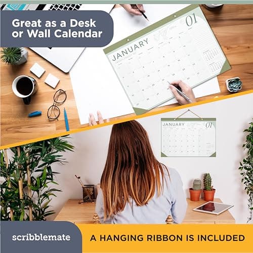 2026 Desk Calendar 17x12 Runs Until June 2027 Work Calendar with To-do List & Notes 18 Months With Plastic Cover Table Calendar 2026-2027 Desk Calendar With Protective Cover Planner for Home School Office - Thumbnail 5