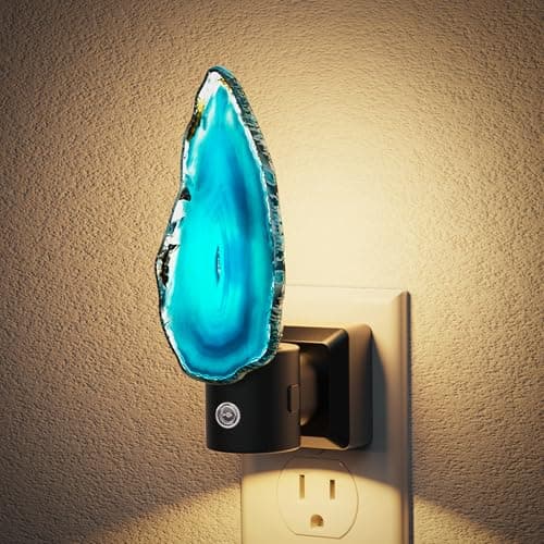 JandCase Night Lights Plug into Wall, Agate Night Light, Dimmable Night Light Aesthetic Crystal, Dusk to Dawn Sensor，Healing Stone Agate Decorative Nightlight for Home Living Room - Image 1