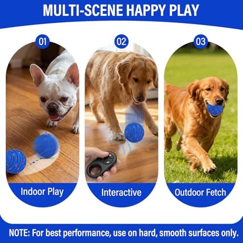 VOXGET Smart Interactive Dog Toy Ball, Upgrade Automatic 3 Modes Moving Ball with Remote Control for Medium Large Dogs, Rechargeable Waterproof E-TPU Bounce & Rotating Dog Toy to Keep Busy (Dark Blue) - Thumbnail 6