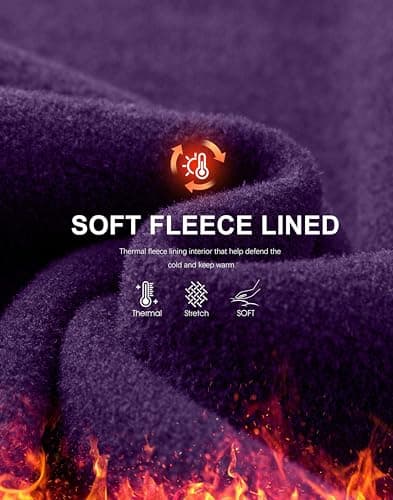 Soothfeel Women's Fleece Lined Joggers Water Resistant High Waisted Sweatpants Winter Warm Thermal Running Hiking Pant Pocket （Purple XS） - Thumbnail 3