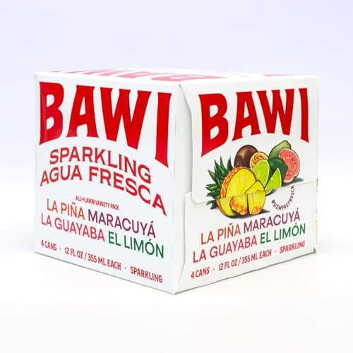 Bawi Sparkling Agua Fresca, 4 Pack Sparkling Water, Plant-Based, Low Calorie, Less Sugar, Mexican Drink Made in the USA (4 Count, Variety) - Image 1