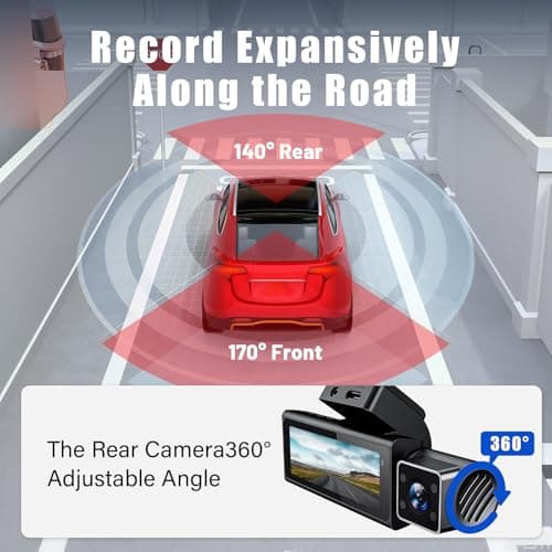 dashcam, 3 Channel WiFi 360° All Sides Dash Cam, IR Night Vision, 4K+1080P*3 Front Rear Inside Dashcams, Voice Control, GPS, 24 Hours Buffered Parking Mode Dash Camera, Support 512GB Max F7 - Thumbnail 3