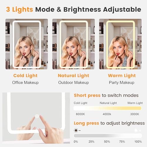 Hadulcet White Vanity Desk with Mirror and Lights, 35.5" Small LED Makeup Vanity Desk with 2 Acrylic Drawers, 6 Storage Shelves and Power Outlets for Girls Women Bedroom Dressing Room - Thumbnail 3