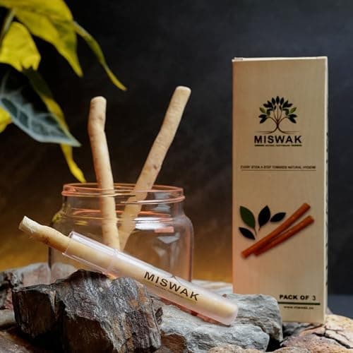MISWAK Premium Natural Sticks 3 Pack with Vacuum Holder - Authentic Peelu Wood (Salvadora Persica) Herbal Tooth Sticks for Teeth Whitening, Fresh Breath & Gum Care - Image 1