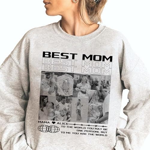 ROSLILY Personalized Photo Shirt For Women Custom Mom Sweatshirt Mother Day Gift for Mom Grandma Gift, XL - Image 1