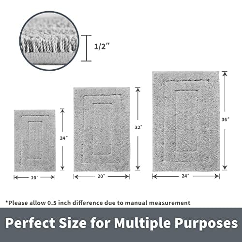 GRANNY SAYS Gray Bathroom Rugs, Bath Mats for Bathroom Non-Slip, Super Soft and Water Absorbent, Microfiber Bath Rugs, Machine Wash Dry, Large Bath Rugs for Bath Floor, Tub and Shower 36" x 24" - Thumbnail 2