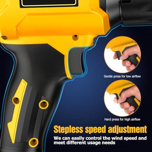 Cordless Leaf Blower, Leaf Blower Cordless with Battery and Charger, Portable Lightweight Handheld Blower, Extended Nozzle, Turbo Jet Blower for Lawn Care, Patio Cleaning, Leaves, Dust (Yellow) - Thumbnail 5