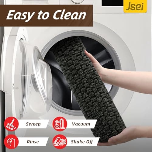 JSEI Dirt Trapper Door Mat 32"x48", Non-Slip Entryway Rugs Doormat Indoor, Washable Absorbent and Stain Resist Welcome Floor Mat for Front Door, Dog Door Mat, Dirty Wet Shoes & Paws, Dark Grey - Thumbnail 6