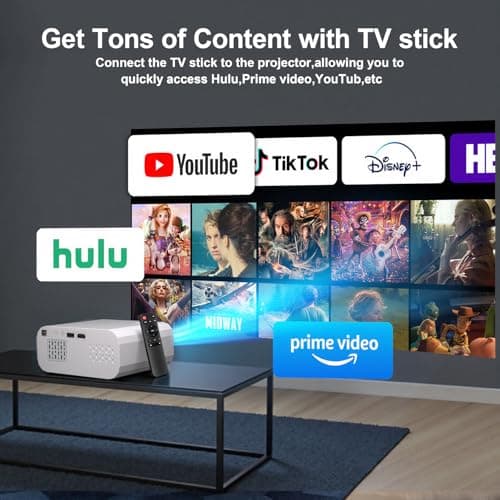 Projector, Mini Projector with WiFi and Bluetooth, Built-in Apps, Auto Focus & Keystone,Native 1080P Support, Portable Outdoor Smart Projector,White - Thumbnail 4