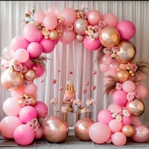 Valentines Day Decorations 178pcs Rose Gold Balloon Garland Arch Kit Rose Red Pink Balloons for Anniversary Wedding Bridal Shower Birthday Party Galentines Day Decor - Thumbnail 4