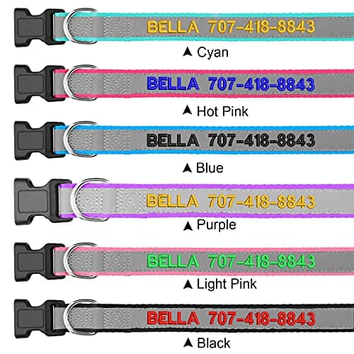 Reflective Personalized Dog Collars - Custom Dog Collar Embroidered with Name and Phone Number for Boy and Girl Dogs,Adjustable for Puppy Small Medium Large Dogs - Thumbnail 4