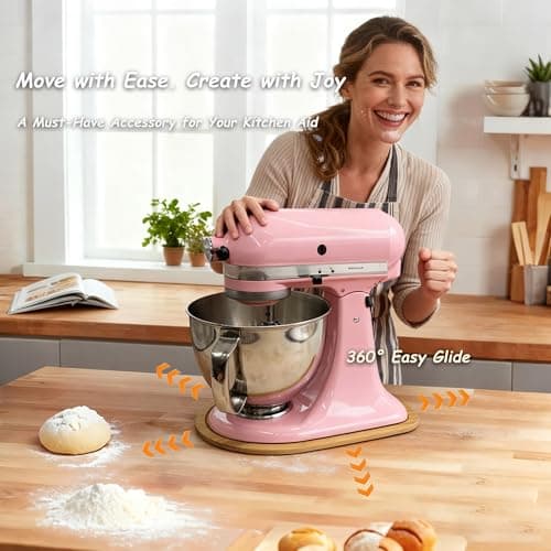 Bamboo Mixer Slider Compatible with KitchenAid 4.5-5 Qt Tilt-Head Stand Mixer, Appliance Sliding Mat Accessories for Kitchen Aid, Countertop Moving Tray Attachments Fits for KitchenAid Artisan - Thumbnail 4