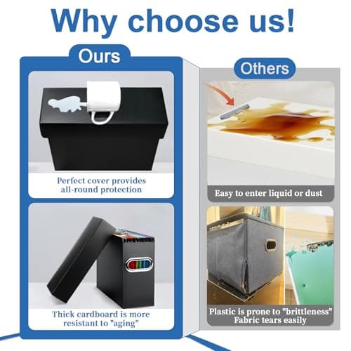 Naleyber File Organizer Box with Lid & Handle, Thickened Cardboard Hanging File Folder Storage Boxes for Letter Size, Portable Filing Organizer for Office, Home, Classroom, Black 2 Pack - Thumbnail 5