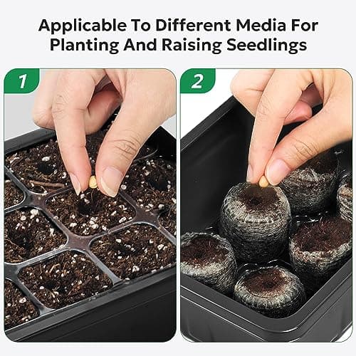 MIXC 10 Packs Seed Starter Tray Seed Starter Kit with Humidity Dome (120 Cells Total Tray) Seed Starting Trays Plant Starter Kit and Base Mini Greenhouse Germination Kit for Seeds Growing Starting - Thumbnail 6