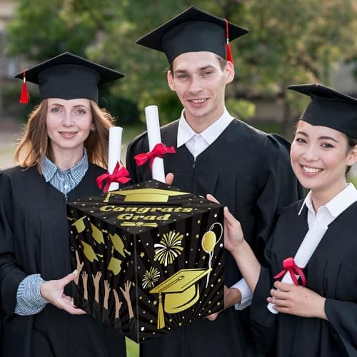 OHOME Graduation Decorations 2026 - Black Gold Graduation Card Box for Graduation Decorations Class of 2026 - Graduation Party Decorations Decor Supplies Favors,Graduation Centerpieces 2026 - Thumbnail 5