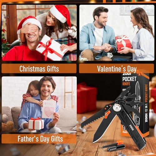 ZOOI Gifts for Men Dad, Pocket Multitool, EDC Gear, Mens Gifts for Him Boyfriend, Fathers Day Mens Gifts for Dad, Pocket Tools for Fishing Camping Gear, Fathers Day Dad Gifts from Daughter Wife - Thumbnail 2