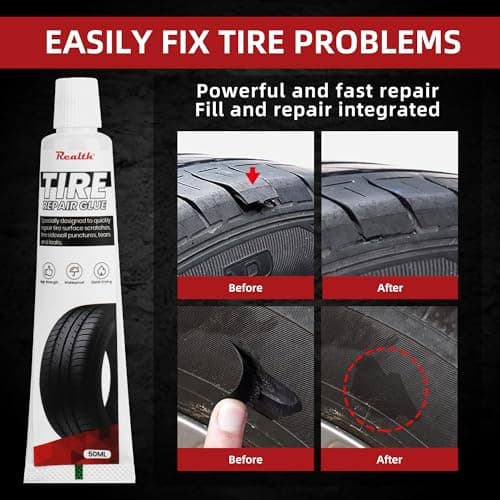 Tire Repair Kit, Tire Repair Glue 100ml, Tire Repair Rubber Nail 20 Pcs, Screw in Tire Plugs Kit, Fast Self-Service Tire Repair Screws Kit for Car, Motorcycle, Bike, Truck, Tractor, Garage - Thumbnail 4