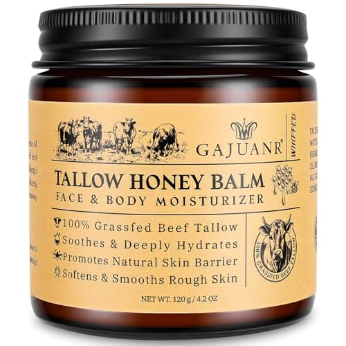 Beef Tallow for Skin: Whipped Beef Tallow Cream for Face & Body, Natural Moisturizing Cream with Honey and Beeswax, Grass-Fed Beef Tallow &Honey Blend, Lightweight Hydration for Dry Skin, 4.2Oz - Image 1