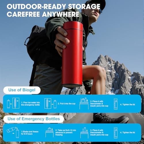 Insulin Cooler Travel Case TSA Approved, Portable Medication Cooler for 3–4 Pens, Refrigerated Medicine Case for Diabetic Supplies, Medicine Organizer with Reusable Ice Pack (Red) - Thumbnail 3