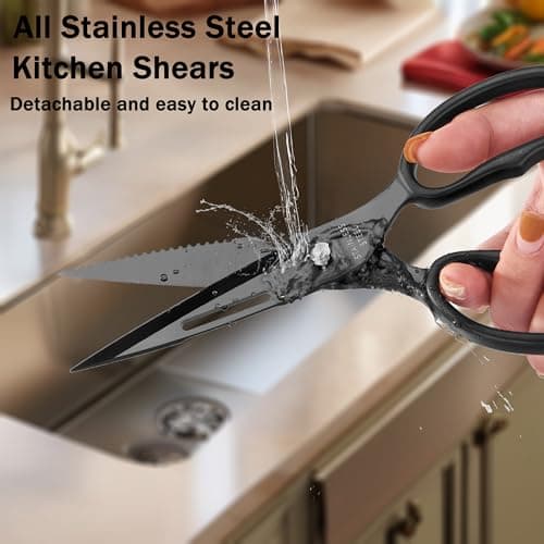 SLEMOON Heavy Duty Poultry Shears That Come Apart, All Purpose Kitchen Shears for Food,3Cr14 Fully Forged Stainless Steel Sharp Blades for Chicken,Meat,Seafood,Herbs Kitchen Scissors - Thumbnail 2