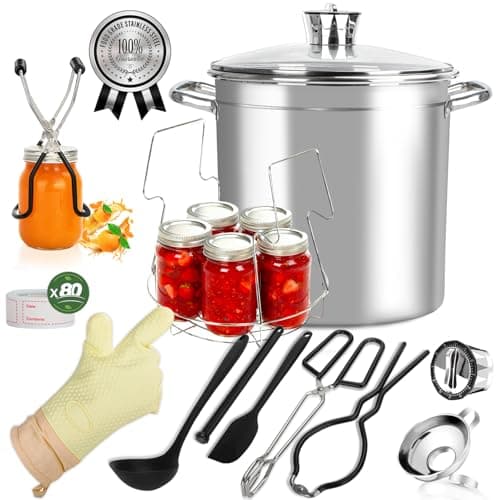 GraceKit Canning Supplies Starter Kit - Stainless Steel Canning Pot with Rack and Lid,Beginners Stainless Steel Canning Tool Set Includes Funnel, Ladle & Measuring Cups 21.5 Quart - Image 1