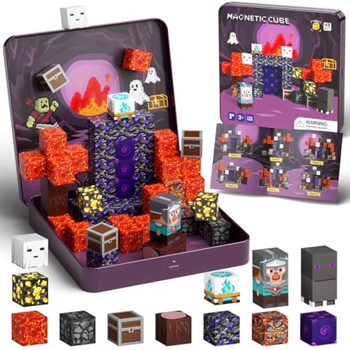 WMXDU Mini Magnetic Blocks, Magnetic Cubes Game with Iron Box 49 PCS Magnet Tiles Building Blocks Toddler Toy STEM Sensory Outdoor Creative Kids Travel Toys for 3+ Year Old - Image 1