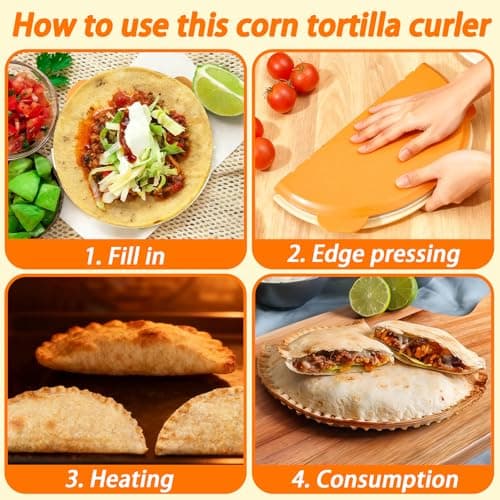 4-in-1 Tortilla Sealer Crimper Press – Adjustable 4"-6"-8"-10" Tortilla & Taco/Burrito Maker Tool with Metal Edge | Easy to Clean, BPA-Free, Durable & Fun for Family Cooking (Orange & Cream) - Thumbnail 4