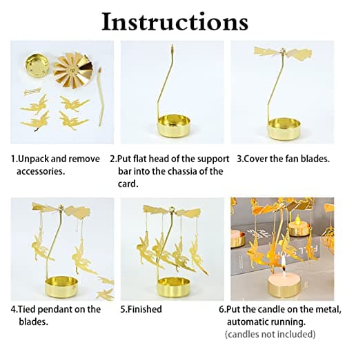 4EVERHOPE Christmas Rotating Candle Holder, Gold Spining Metal Tealight Candle Holder for Christmas, Valentine's Day, Party Table Decor, Wedding Gift (Santa Claus) - Thumbnail 5