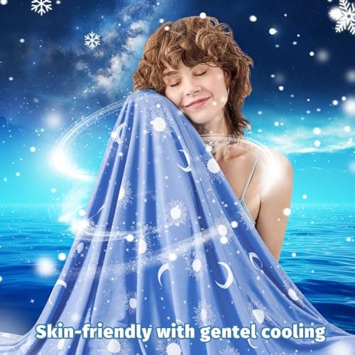 inhand Cooling Blanket - Cooling Blankets for Hot Sleepers -Decorative Lightweight Breathable Summer Cold Blankets for Sleeping Night Sweats to Keep Cool-(90"x108") Midnight Blue - Thumbnail 6