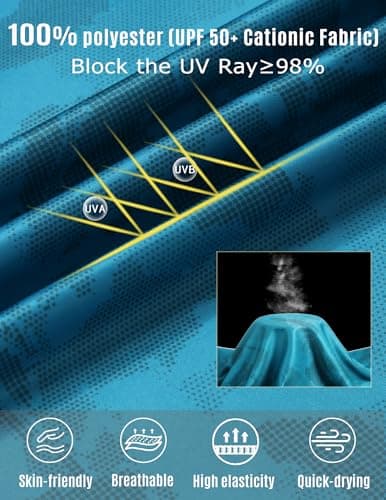 PINSPARK Mens UV Protection Shirts Long Sleeve Fishing Shirt Moisture Wicking Athletic Shirts for Men Beach SPF Rashguards Green - Thumbnail 6