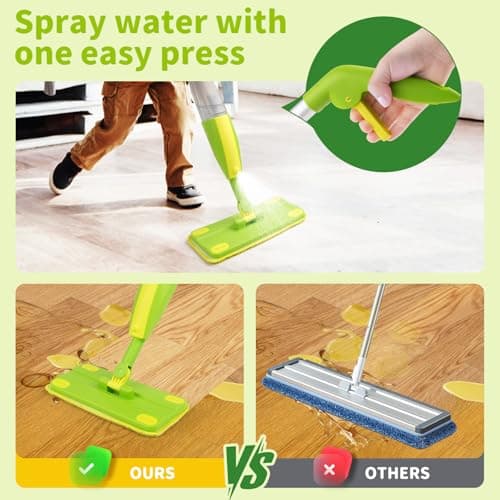 Lullulii Kids Spray Mop,Toddler Mop Cleaning Set, Real Working Mini Mop & Kids Broom Dustpan Set, Housekeeping Pretend Play Toy, Montessori Kid Cleaning Toy Set Includes Organizer Clip -Green - Thumbnail 3