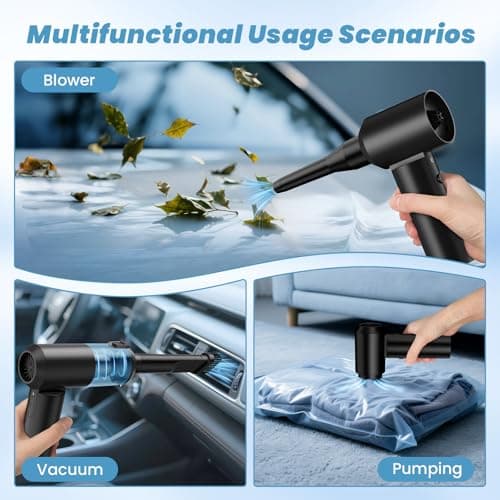 Tkkich Car Vacuum Portable Cordless,90°Foldable 4in1 Vac V2 Handheld Vacuums Cleaner Brushless Motor High Power 17000PA Compressed Air Dusters Cordless Vacuum Cleaners for Car Home Office Pet - Thumbnail 5