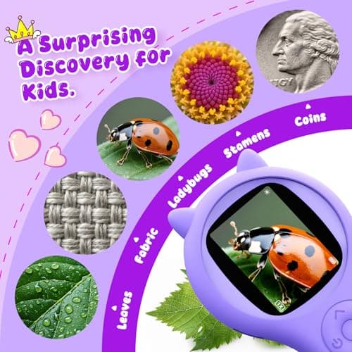 Microscope for Kids - Mini Pocket Handheld Microscope for Toddlers-STEM Educational Science Kit Toys for Christmas Birthday Gifts Toys for 5 6 7 8 9 10 11 12 Year Old Girls（Purple） - Thumbnail 5
