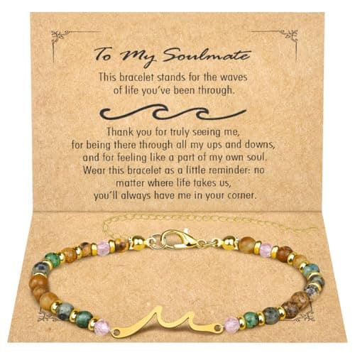 Uooar Wave Bracelets for Women, Through The Waves of Life, Sister Friendship Bracelet, Unique Birthday Bracelet Gift, Meaningful Jewelry Gift for Mom Daughter Grandma Friend - Image 1