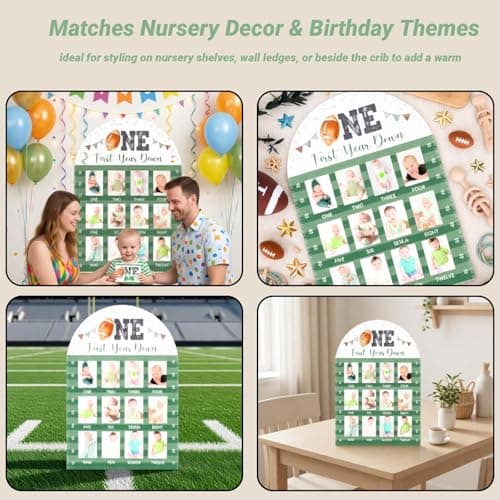 DegoCython My First Year Photo Frame,wooden 12 month picture frame for baby first year, t 2x3 Inch Picture Holder With Hang Hooks, Desktop Display For Infant 0-12 Months, Baby Gift, Birthday Party - Thumbnail 6