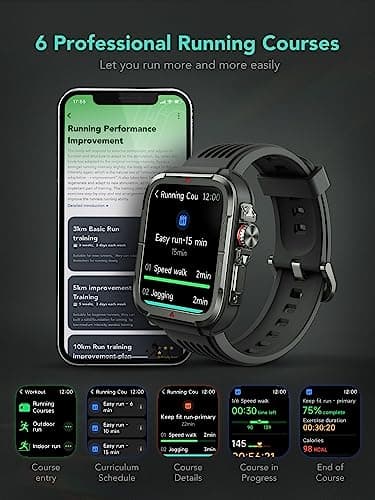 SKG Smart Watch for Men Women, 1.8" Men's Military Smartwatch for Android iPhone with Alexa Built-in, IP68 Waterproof, Fitness Tracker with 100+ Sports, R8 - Thumbnail 5