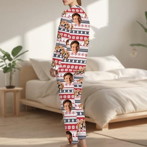 thobac Personalization Pajama｜ Custom Pajamas for men and women Set for family PJs, gifts, Photos cats&dog, Christmas. (Christmas) - Thumbnail 3
