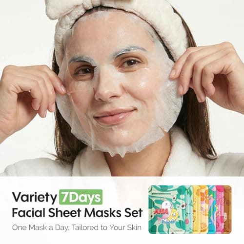 ZealSea Face Masks Skincare for Women, Variety 7Days Facial Sheet Mask Set for Deep Hydrating & Glow, Daily Self-Care Gift & Family Moment for Teens Kids Girls Birthday Party, Safe for all Skin types - Thumbnail 2